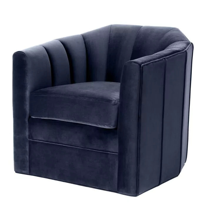 Fotoliu Pivotant Delancey Savona Midnight Blue Velvet 112511U, Eichholtz
